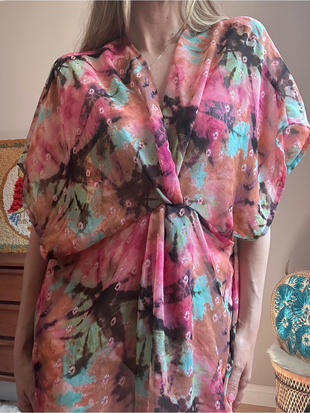 Betsy Johnson Tie Dye Print Beach Cover Up